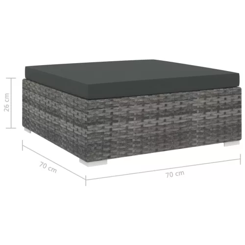  1 db szürke polyrattan moduláris lábtartó párnával