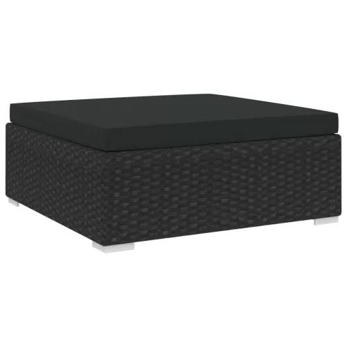  1 db fekete polyrattan moduláris lábtartó párnával