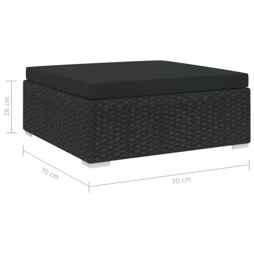  1 db fekete polyrattan moduláris lábtartó párnával