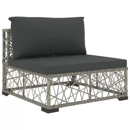  8-részes szürke polyrattan kerti bútorszett párnákkal