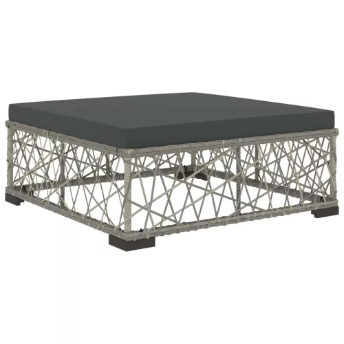  8-részes szürke polyrattan kerti bútorszett párnákkal