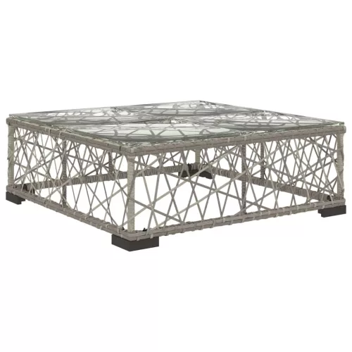  8-részes szürke polyrattan kerti bútorszett párnákkal