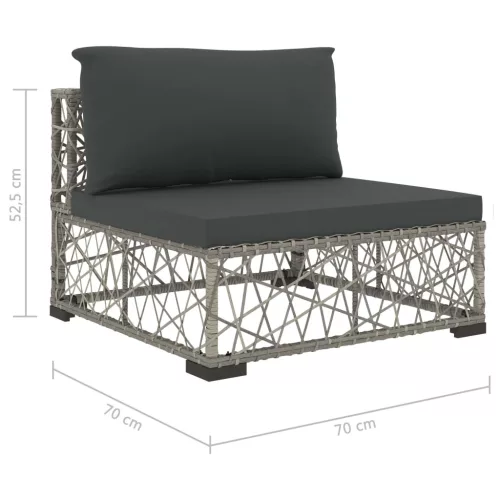  8-részes szürke polyrattan kerti bútorszett párnákkal