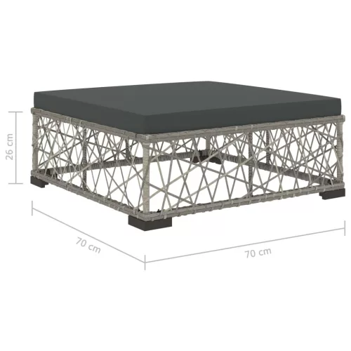 8-részes szürke polyrattan kerti bútorszett párnákkal