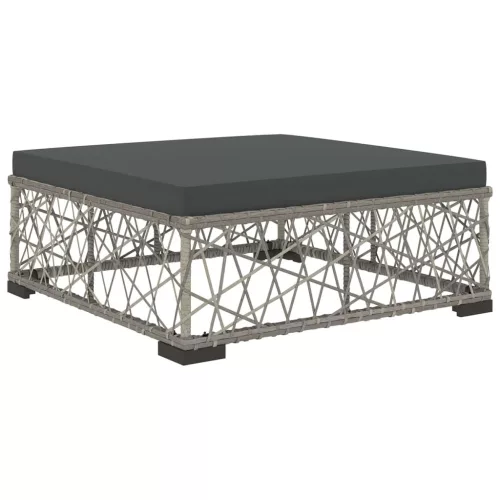  5-részes szürke polyrattan kerti bútorszett párnákkal