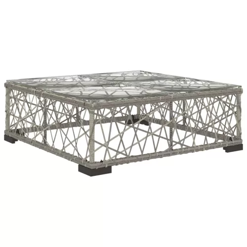  5-részes szürke polyrattan kerti bútorszett párnákkal