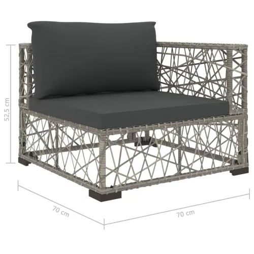  5-részes szürke polyrattan kerti bútorszett párnákkal