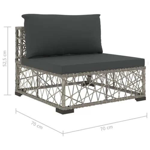  5-részes szürke polyrattan kerti bútorszett párnákkal