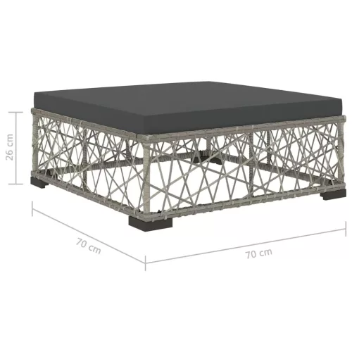  5-részes szürke polyrattan kerti bútorszett párnákkal