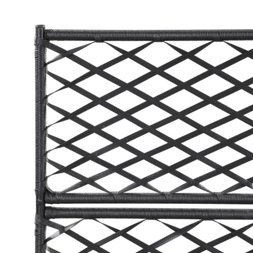  fekete rácsos polyrattan magaságyás 3 kaspóval 83 x 30 x 130 cm