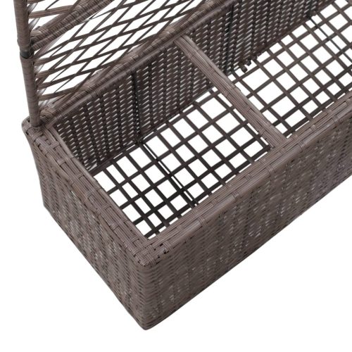  barna rácsos polyrattan magaságyás 3 kaspóval 83 x 30 x 130 cm
