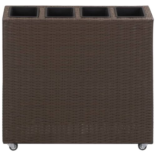  barna polyrattan kerti magaságyás 4 kaspóval 80 x 22 x 79 cm