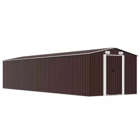  barna horganyzott acél kerti fészer 257 x 779 x 181 cm