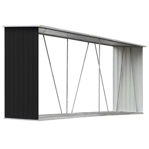  antracit horganyzott acél kerti tűzifatároló 330 x 84 x 152 cm  