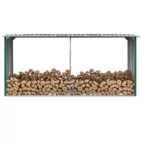    zöld horganyzott acél kerti tűzifatároló 330 x 92 x 153 cm 