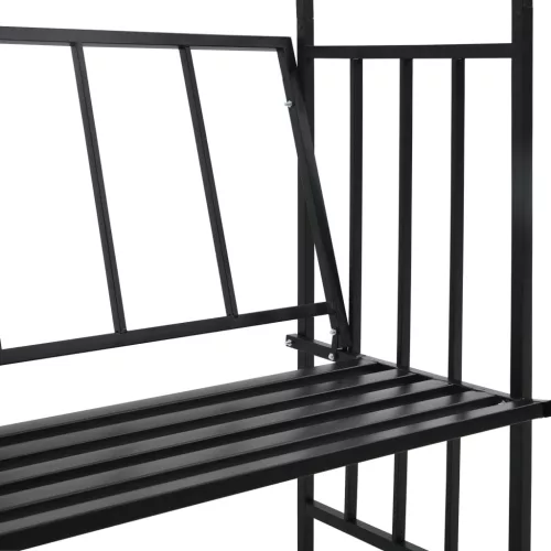  fekete vas kerti boltív paddal 128 x 50 x 207 cm 