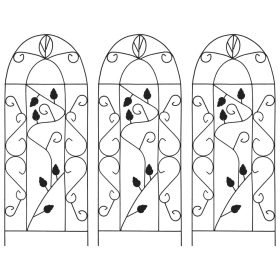  3 db fekete vas növényfuttató állvány 40 x 100 cm  