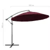  burgundi függő napernyő alumínium rúddal 3 m