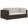  2 db barna moduláris polyrattan sarokfotel párnákkal