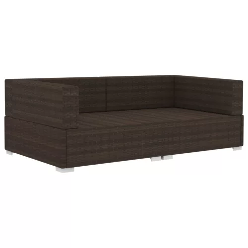 2 db barna moduláris polyrattan sarokfotel párnákkal