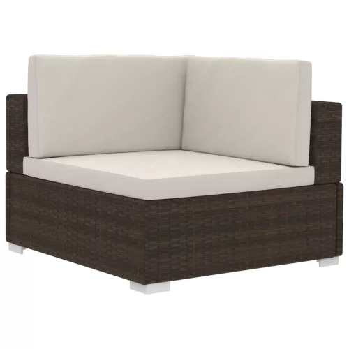 2 db barna moduláris polyrattan sarokfotel párnákkal