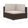  2 db barna moduláris polyrattan sarokfotel párnákkal