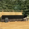  4 részes szürke polyrattan kerti kanapészett párnákkal 