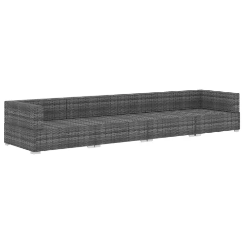  4 részes szürke polyrattan kerti kanapészett párnákkal 