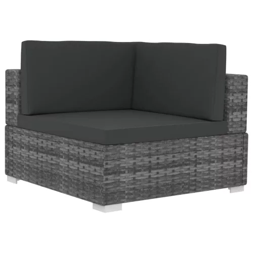  4 részes szürke polyrattan kerti kanapészett párnákkal 