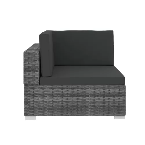  4 részes szürke polyrattan kerti kanapészett párnákkal 