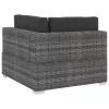  4 részes szürke polyrattan kerti kanapészett párnákkal 