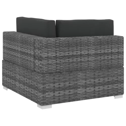  4 részes szürke polyrattan kerti kanapészett párnákkal 