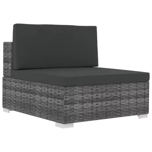  4 részes szürke polyrattan kerti kanapészett párnákkal 