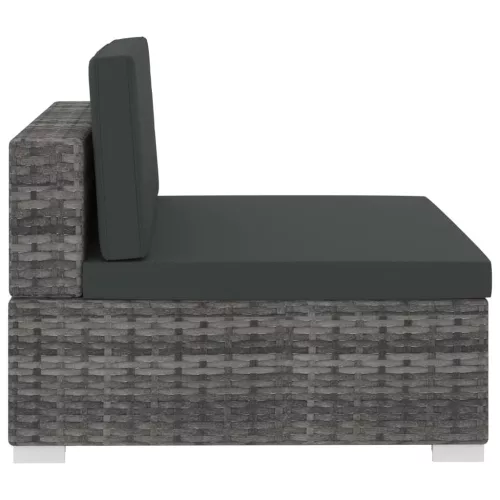  4 részes szürke polyrattan kerti kanapészett párnákkal 