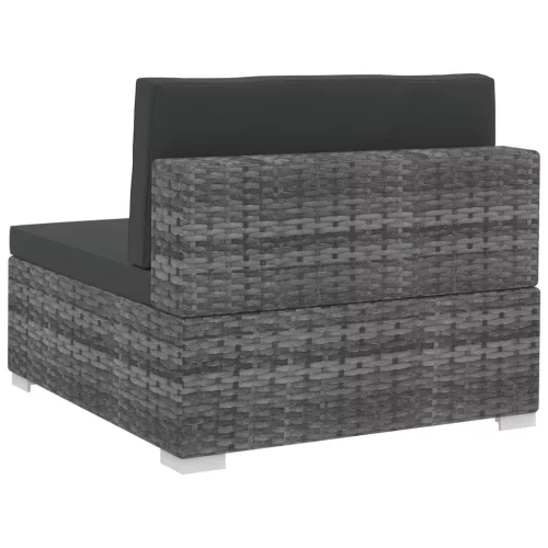  4 részes szürke polyrattan kerti kanapészett párnákkal 