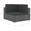  4 részes szürke polyrattan kerti kanapészett párnákkal 