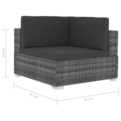  4 részes szürke polyrattan kerti kanapészett párnákkal 