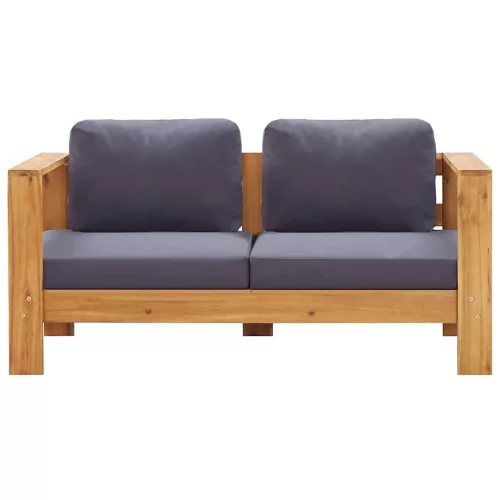  szürke tömör akácfa kerti kanapépad párnákkal 140 cm