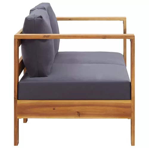  szürke tömör akácfa kerti kanapépad párnákkal 140 cm