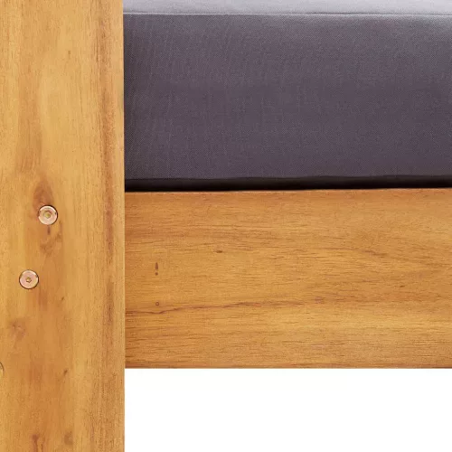  szürke tömör akácfa kerti kanapépad párnákkal 140 cm