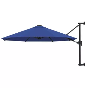  kék falra szerelhető napernyő fémrúddal 300 cm