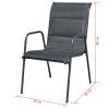 VID 6 db  rakásolható acél és textilén kerti szék - fekete