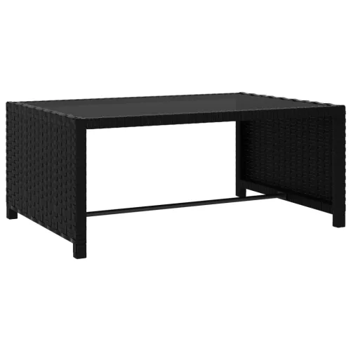  2 db fekete polyrattan napozóágy asztallal