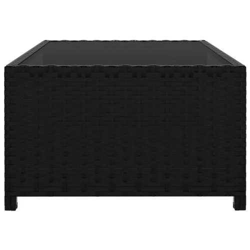  2 db fekete polyrattan napozóágy asztallal