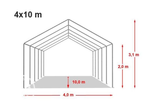TP 4x10m standard rendezvénysátor, PVC 700 - fehér - tűzálló