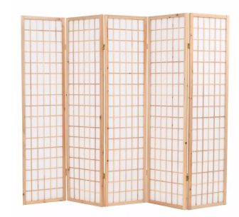 VID 5 paneles, természetes, japán stílusú paraván 200 x 170 cm