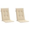  2 db bézs szövet kerti magas háttámlájú székpárna 120x50x3 cm