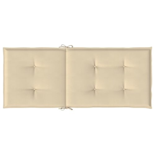  2 db bézs szövet kerti magas háttámlájú székpárna 120x50x3 cm