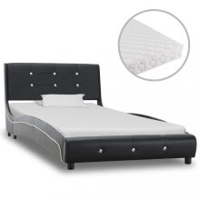 VID fekete műbőr ágy matraccal 90 x 200 cm