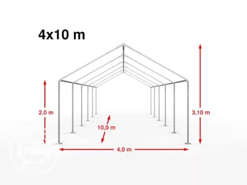 TP 4x10m standard rendezvénysátor, PE 450 - fehér
